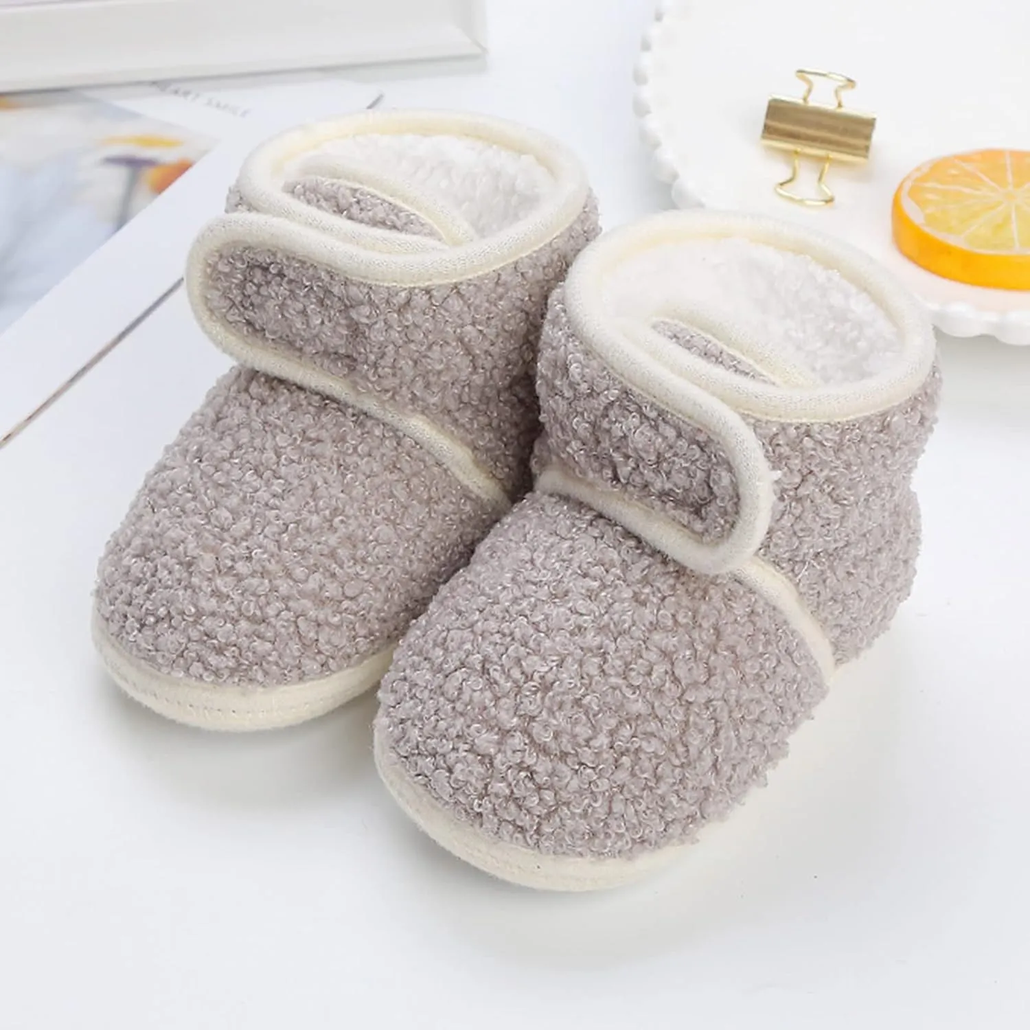 Baby Boys Girls Cozy Fleece Boots Easy to Put on Soft Newborn Booties Toddler Winter Warm Snow Boots