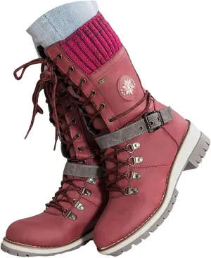 Cathalem Waterproof Winter Snow Boots for Women Insulated-Warm Fur-Lined Booties Lightweight Comfortable Casual Boots Cushion Outdoor Walking Boots Slip-Resistant Anti-Slip Leather Boots