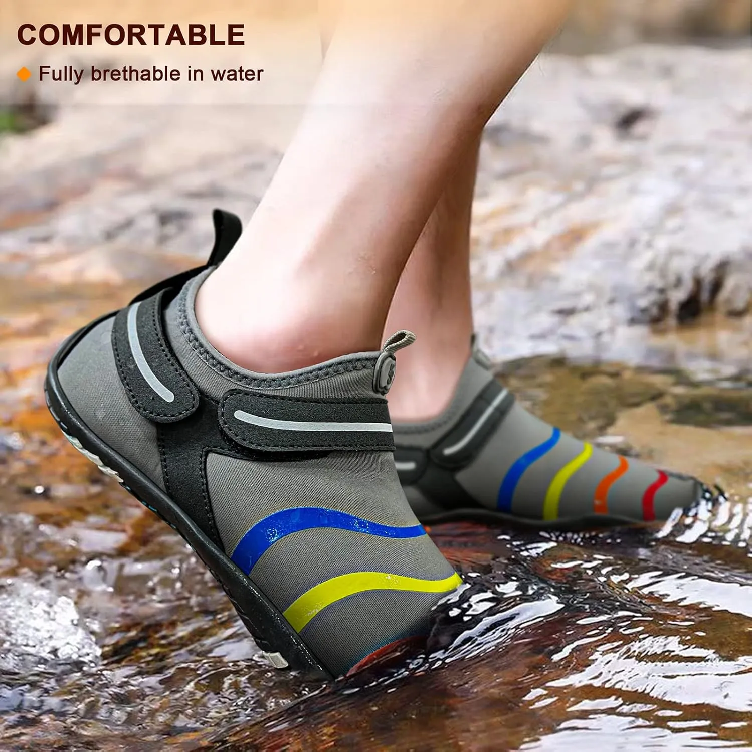 KEMISANT Mens Water Shoes, Unisex Barefoot Aqua Shoes for Men Women Beach Swimming Water Sport Shoes