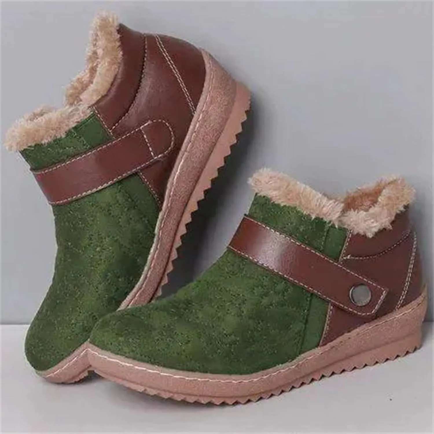 Ladmiple Winter Boots For Women 2024 Snow Shoes with Fur Lined Warm Slip On Ankle Booties Comfortable Outdoor Walking Shoes