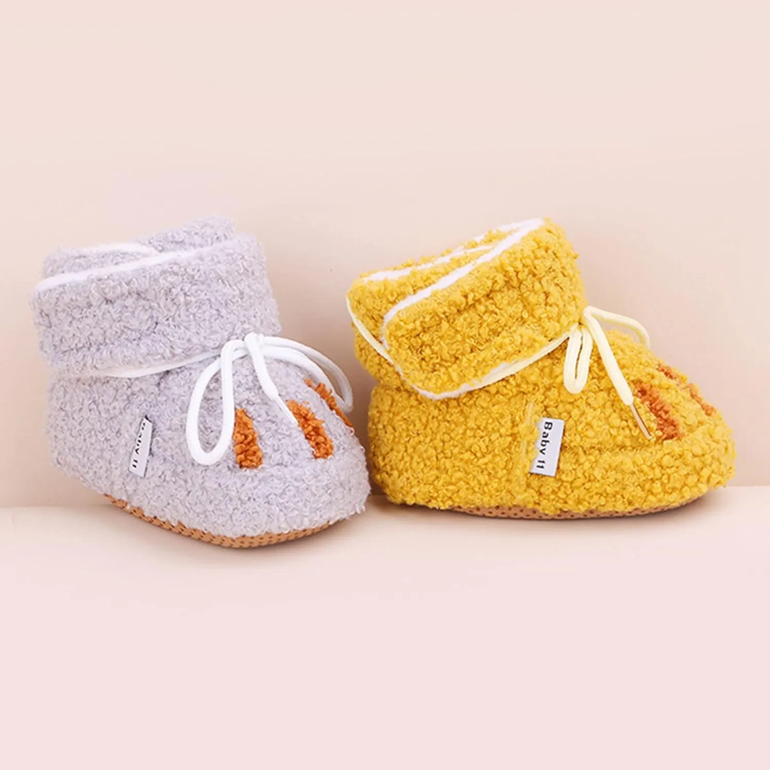 Newborn Fleece Slippers Soft Sole Ankle Boooties Newborn Cozy Winter Warm Socks Non-Slip Infant Toddler Crib Shoes