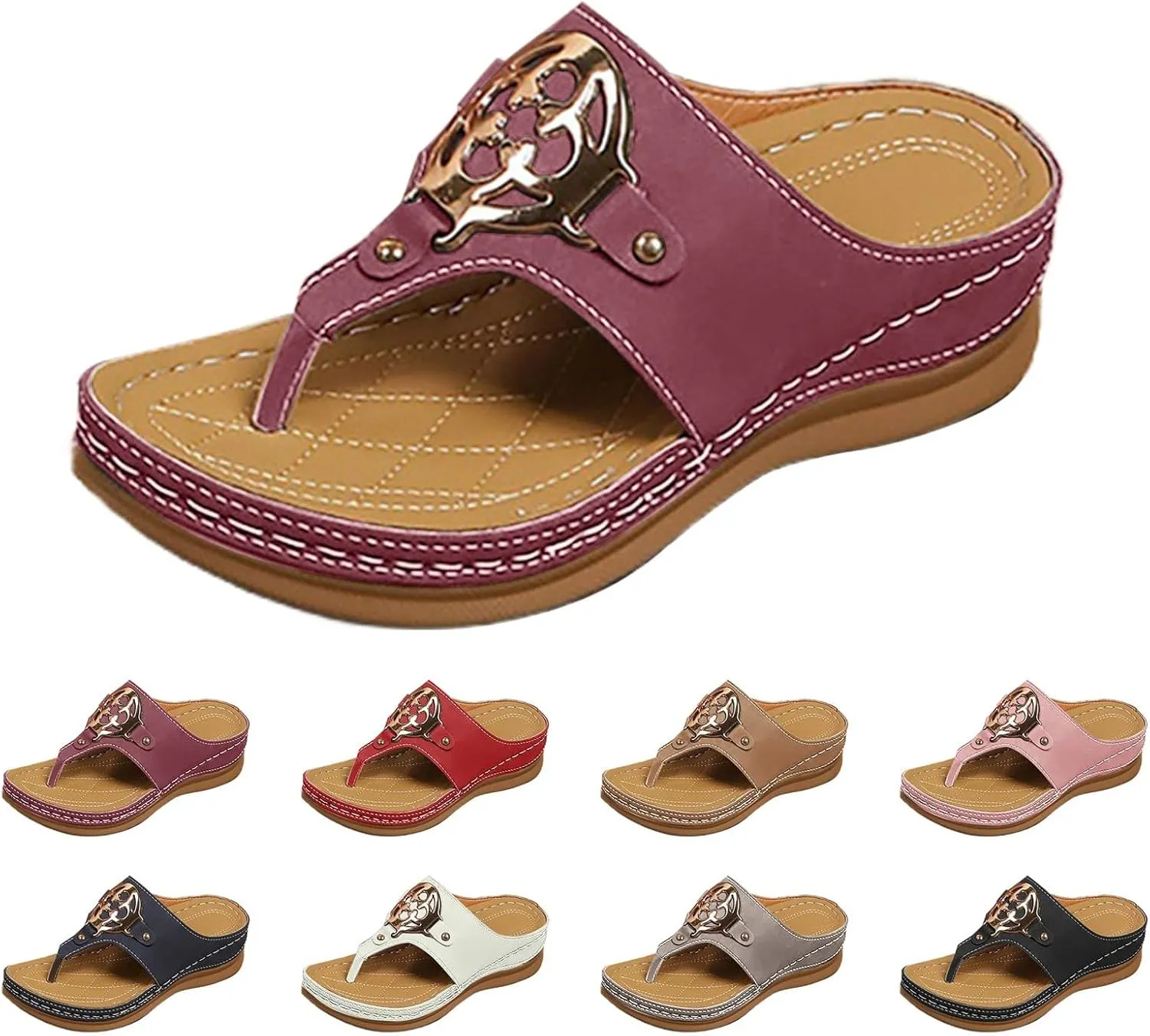 Orthopedic Sandals for Women Arch Support Wedge Flip Flops Summer 2025 Comfortable Elegant Casual Beach Slippers