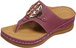 Orthopedic Sandals for Women Arch Support Wedge Flip Flops Summer 2025 Comfortable Elegant Casual Beach Slippers