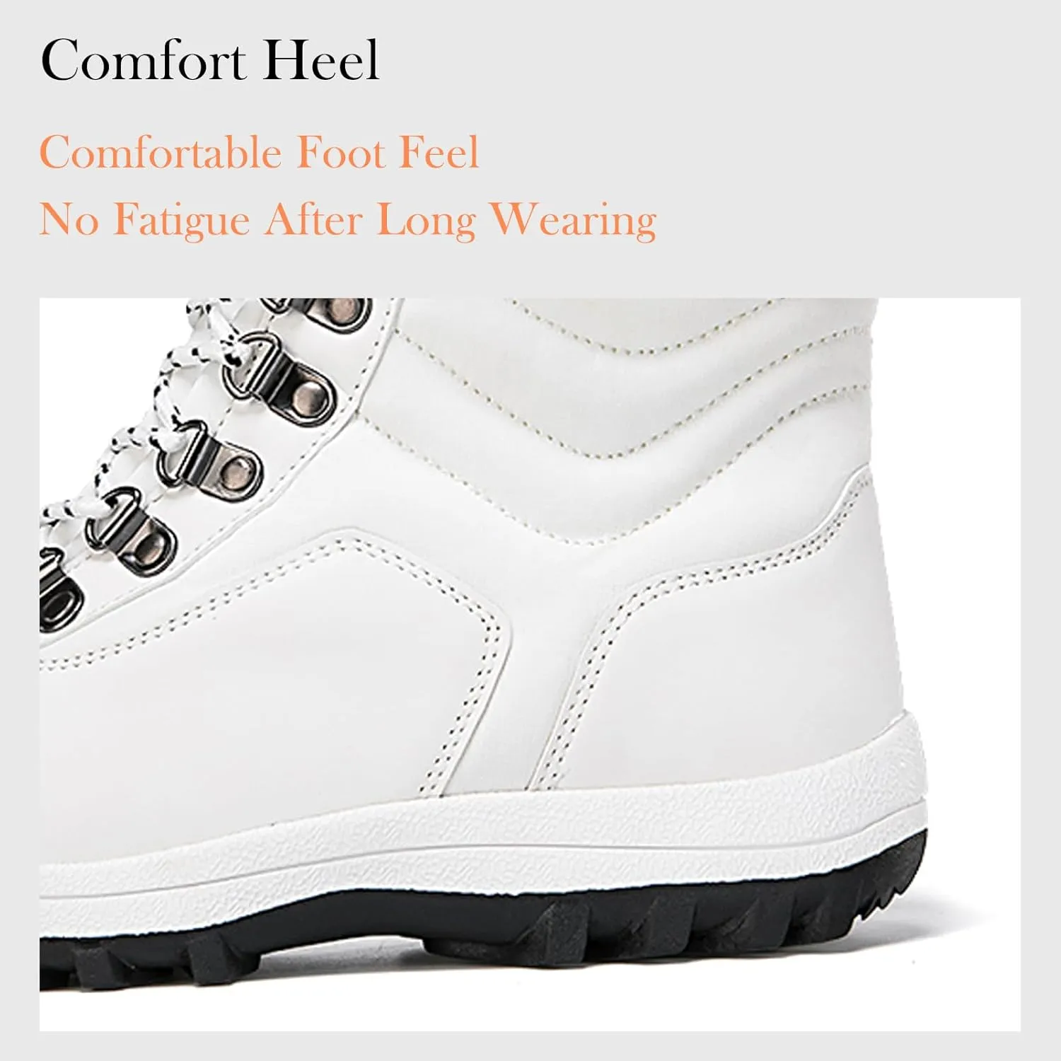 Snow Boots Women Winter Warm Fur Lined Snow Boots Cuffed Fur Collar Anti-Slip Mid Calf Boots Outdoor Insulated Waterproof Hiking Ankle Boots for Work Walking Hiking Outdoor