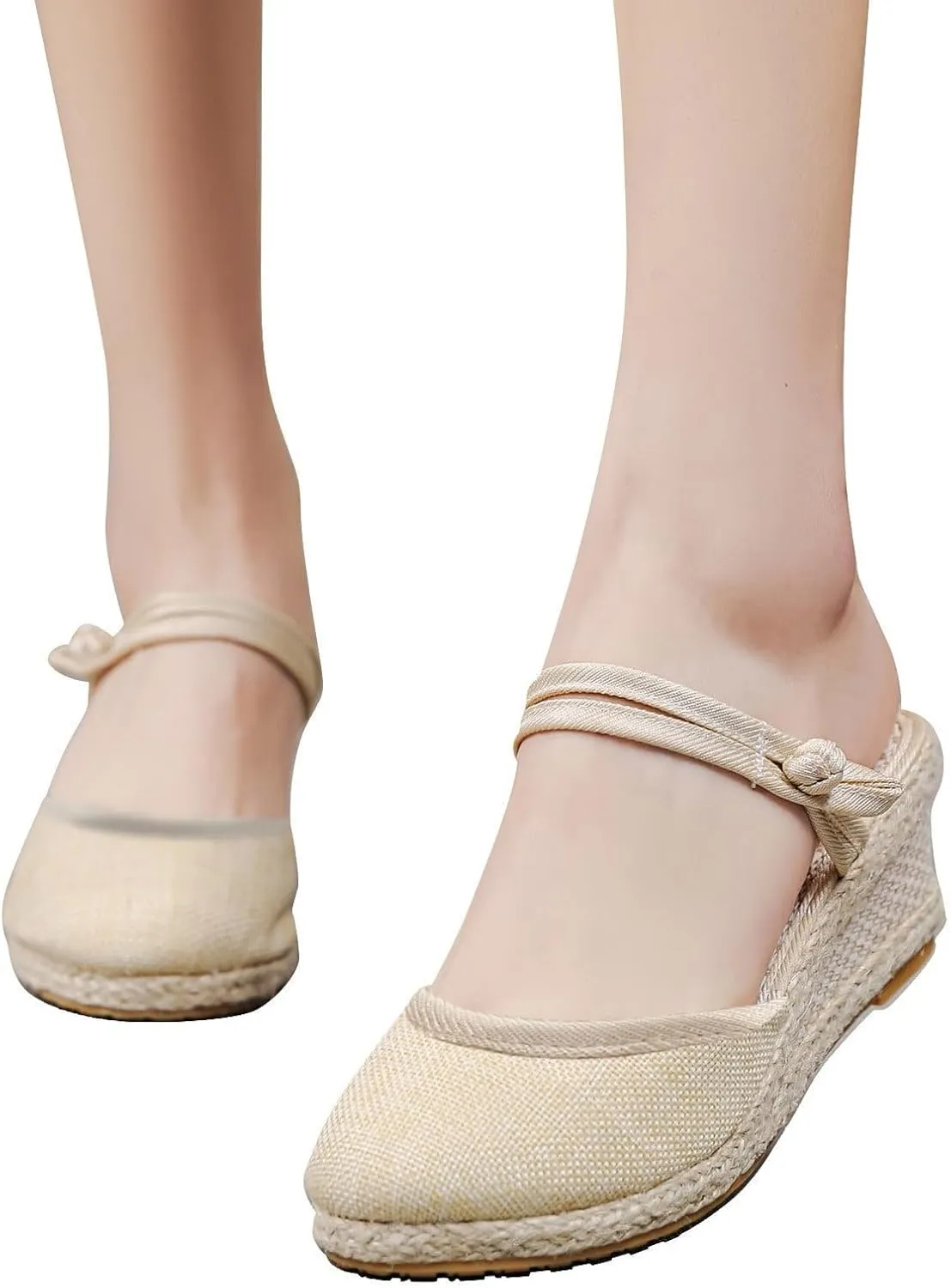 Womens Sandals Closed Toe Espadrille Wedge Sandals Buckle Strap Ladies Espadrilles Wedge Sandals Casual Footwear Outdoor Sandals Dressy Summer Flat